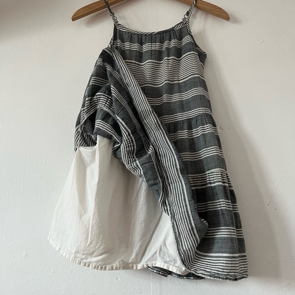 EUC GAP kids sz 8 cotton twirl tiered summer dress charcoal cream lined - Picture 4 of 8
